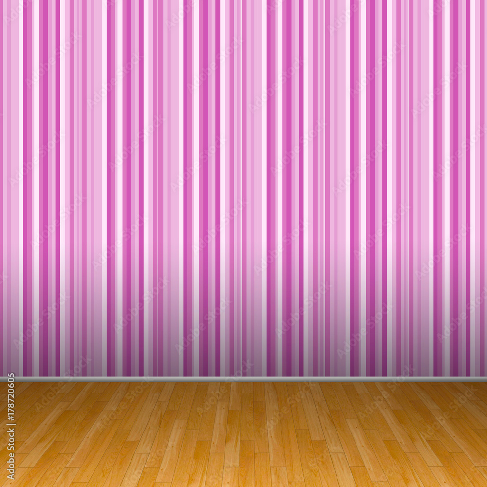 3d interior rendering of lilac striped wallpaper and wooden parquet floor 2483 3d interior rendering of lilac striped wallpaper and wooden parquet floor 2483