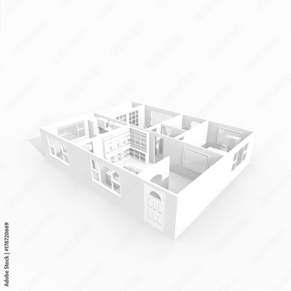 3d rendering of furnished home apartment 3d rendering of furnished home apartment