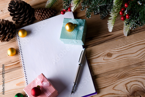 Blank message paper in christmas festive concept