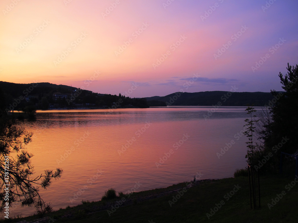 Brno dam in the evening (Czech Republic)