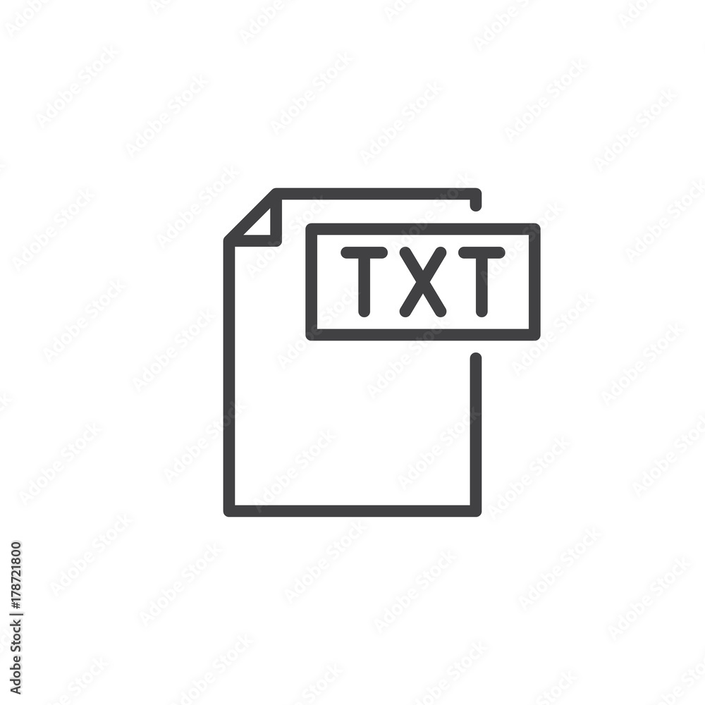 Txt format document line icon, outline vector sign, linear style pictogram isolated on white. File formats symbol, logo illustration. Editable stroke Txt format document line icon, outline vector sign, linear style pictogram isolated on white. File formats symbol, logo illustration. Editable stroke