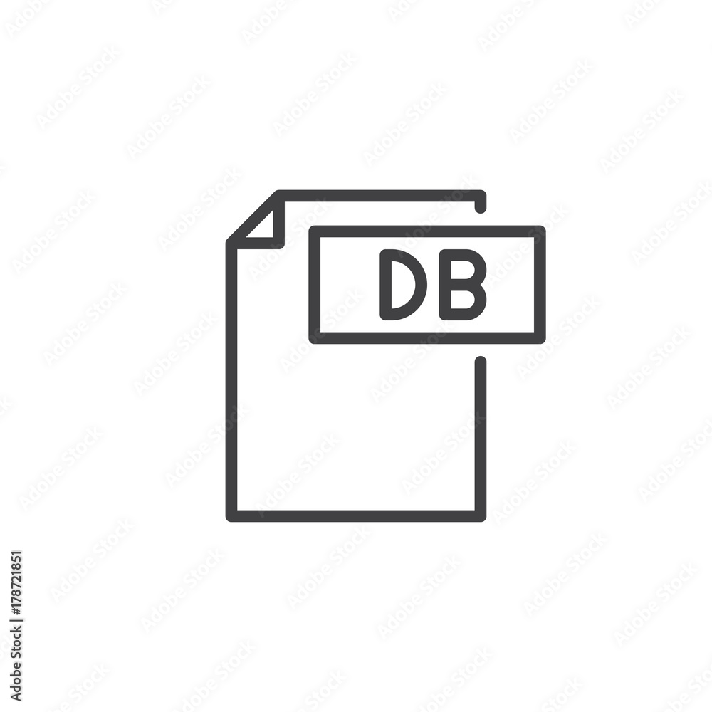 Db format document line icon, outline vector sign, linear style pictogram isolated on white. File formats symbol, logo illustration. Editable stroke Db format document line icon, outline vector sign, linear style pictogram isolated on white. File formats symbol, logo illustration. Editable stroke