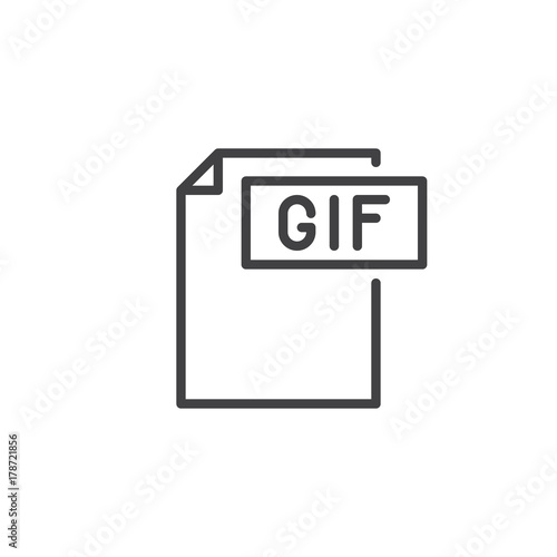 Gif format document line icon, outline vector sign, linear style pictogram isolated on white. File formats symbol, logo illustration. Editable stroke