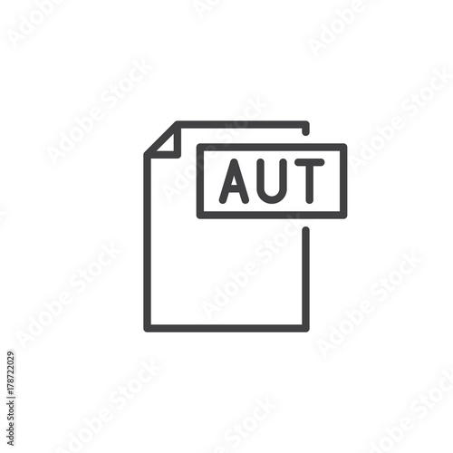 Aut format document line icon, outline vector sign, linear style pictogram isolated on white. File formats symbol, logo illustration. Editable stroke