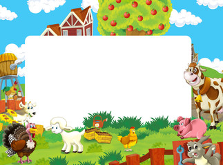 Deken met foto Boerderij Vrolijke cartoon boerderijdieren illustratie kader  © honeyflavour