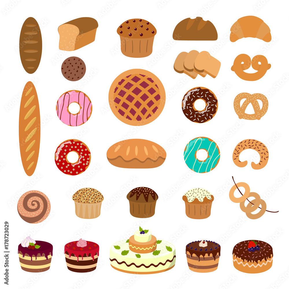 Pastry illustrations set. Pastry illustrations set.