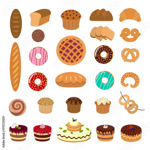 Pastry illustrations set.