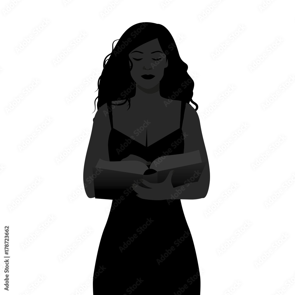 Silhouette of girl reading holding a book. Vector Illustration Silhouette of girl reading holding a book. Vector Illustration
