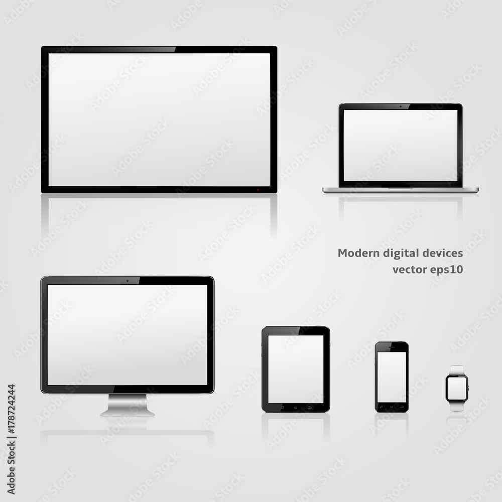 Modern technology digital devices with blank screen Modern technology digital devices with blank screen