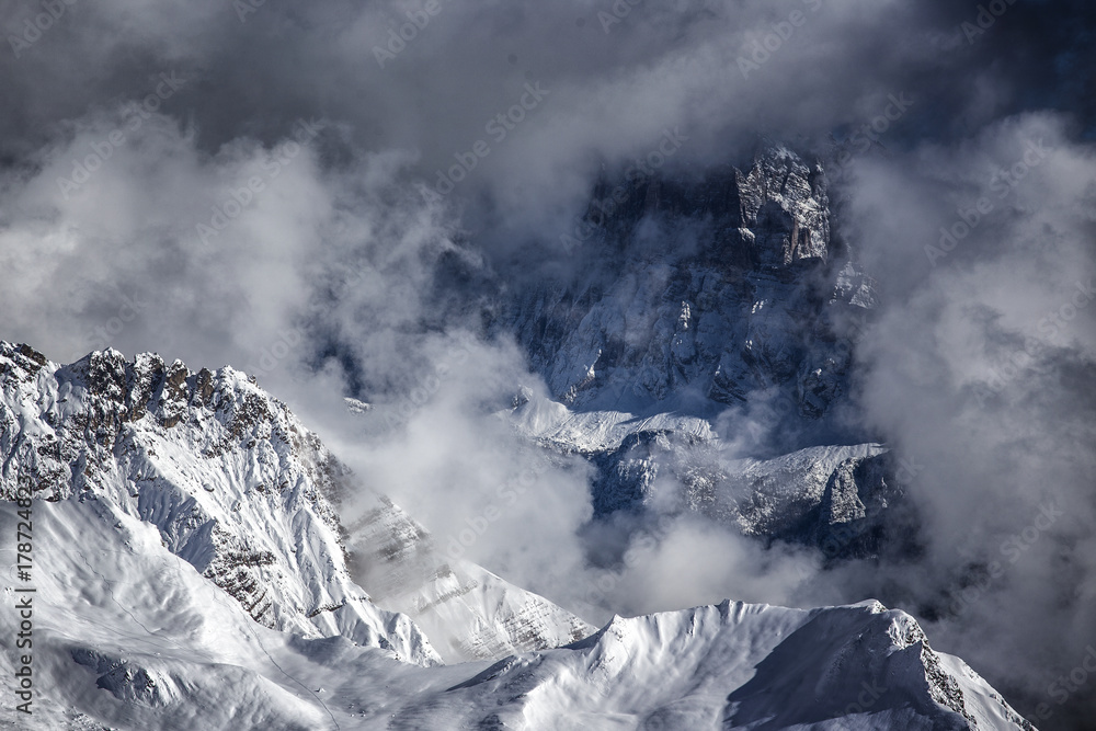 Dramatic winter mountains landscape