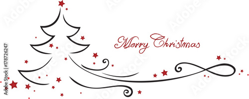 Banner Merry Christmas with fir tree graphic