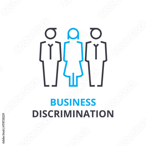 Business discrimination concept , outline icon, linear sign, thin line pictogram, logo, flat illustration, vector