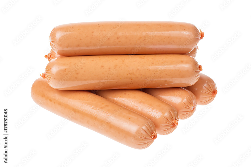 Group of sausages isolated on white background Group of sausages isolated on white background