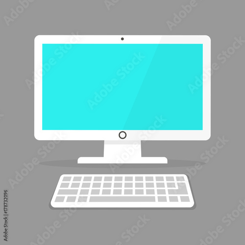 Icon of a white computer monitor with a keyboard.