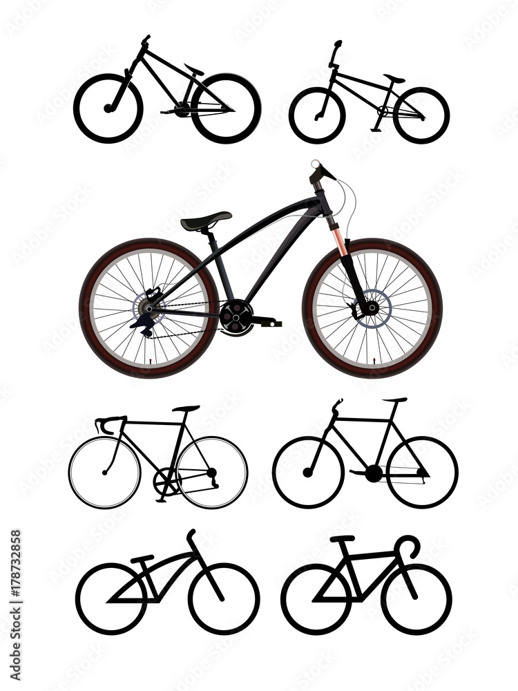 Obraz premium Bicycle vector set