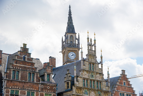 Ancient architecture of central part of Ghent city.