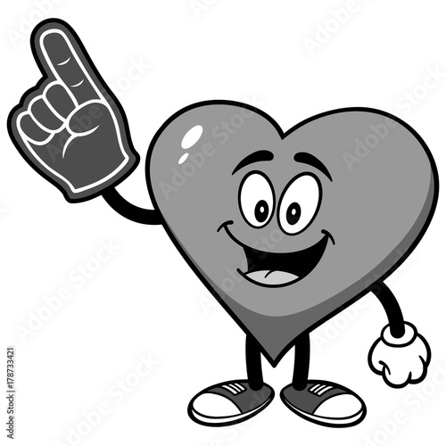 Heart with Foam Finger Illustration