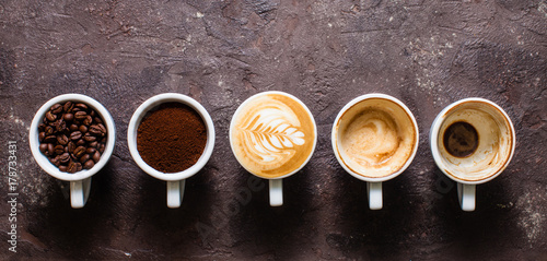 Stages of preparing cappuccino 