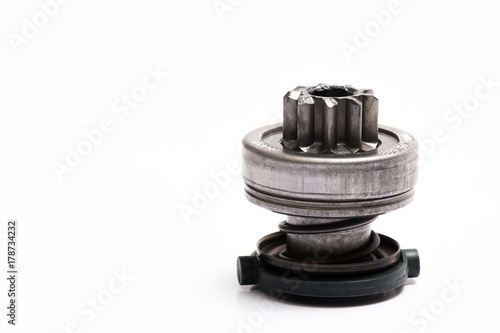 Εκτύπωση καμβά Spare part of the car. Bendix starter on a white background.