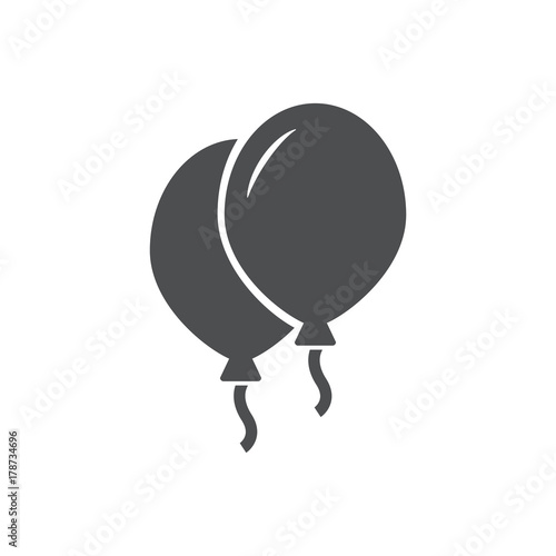 Celebration balloon black silhouette icon clipart set. Vector illustration