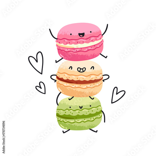 Crazy yummy macarons illustration photo