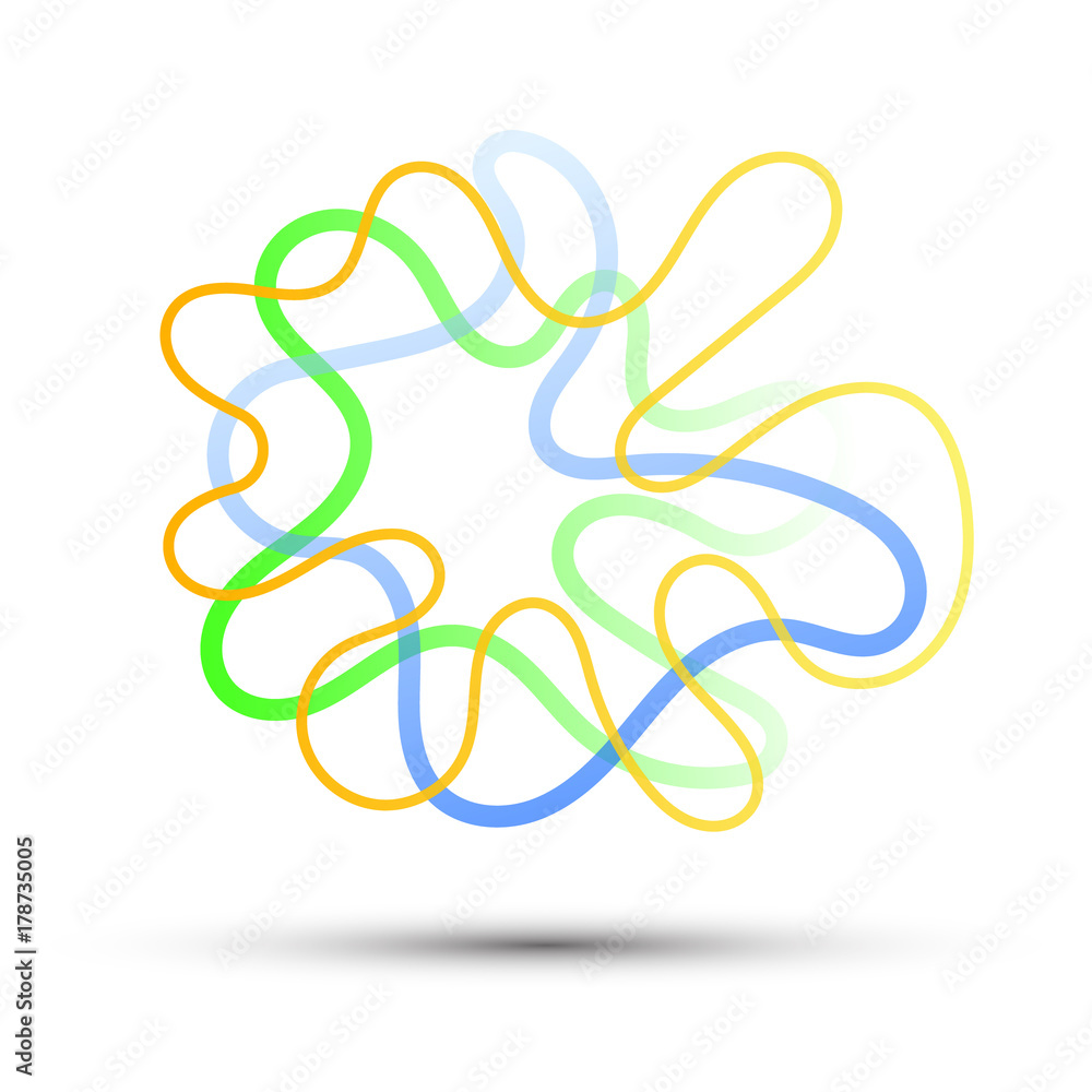 Abstract color curved lines and loops on white Abstract color curved lines and loops on white