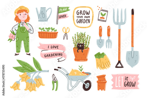 Garden illustration set