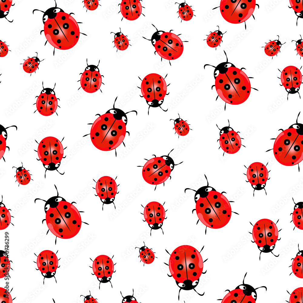 Seamless ladybug pattern. Illustration of a designer on a white ...