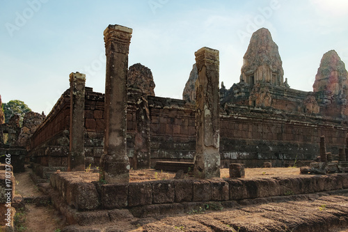 Walls of the The Pre Rup temple in Angkor Complex, Siem Reap, Cambodia. It has two enclosing walls and three tiers and was dedicated to the Hindu god Shiva. Ancient Khmer architecture, World Heritage