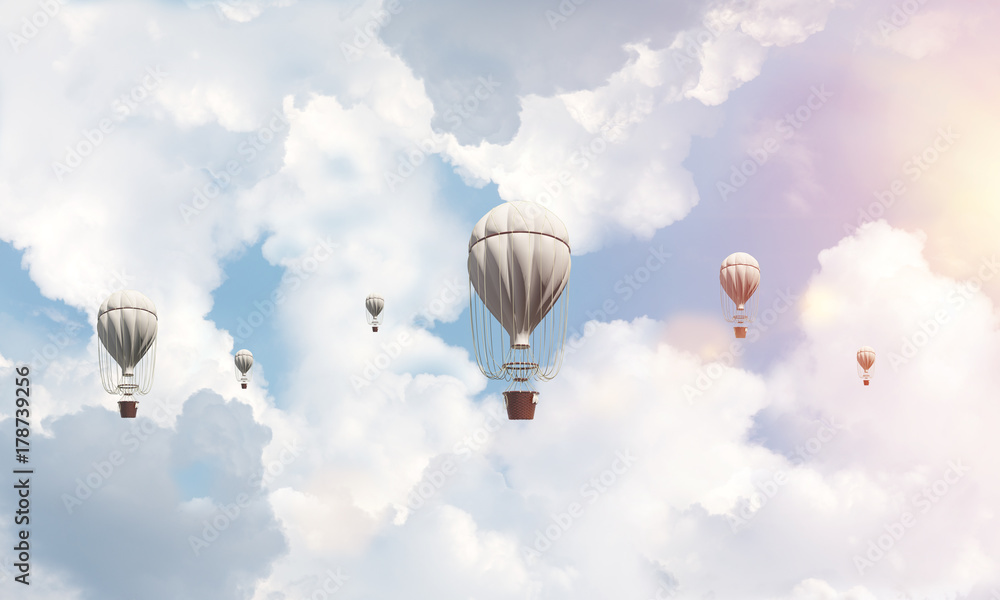 Fototapeta premium Flying hot air balloons in the air.