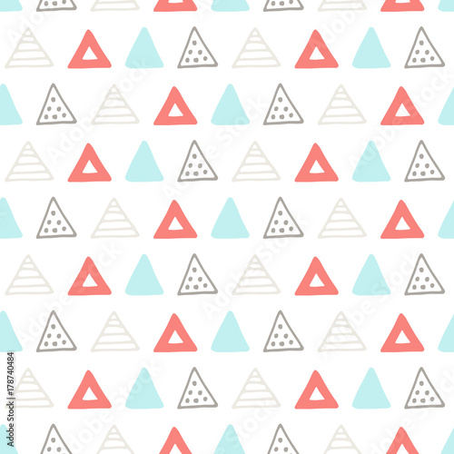 Unique hand drawn seamless pattern with abstract shapes. Vector illustration in scandinavian style