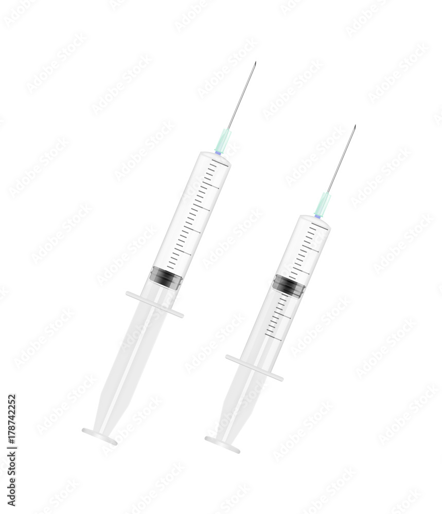 Realistic Detailed Syringe Set. Vector Realistic Detailed Syringe Set. Vector