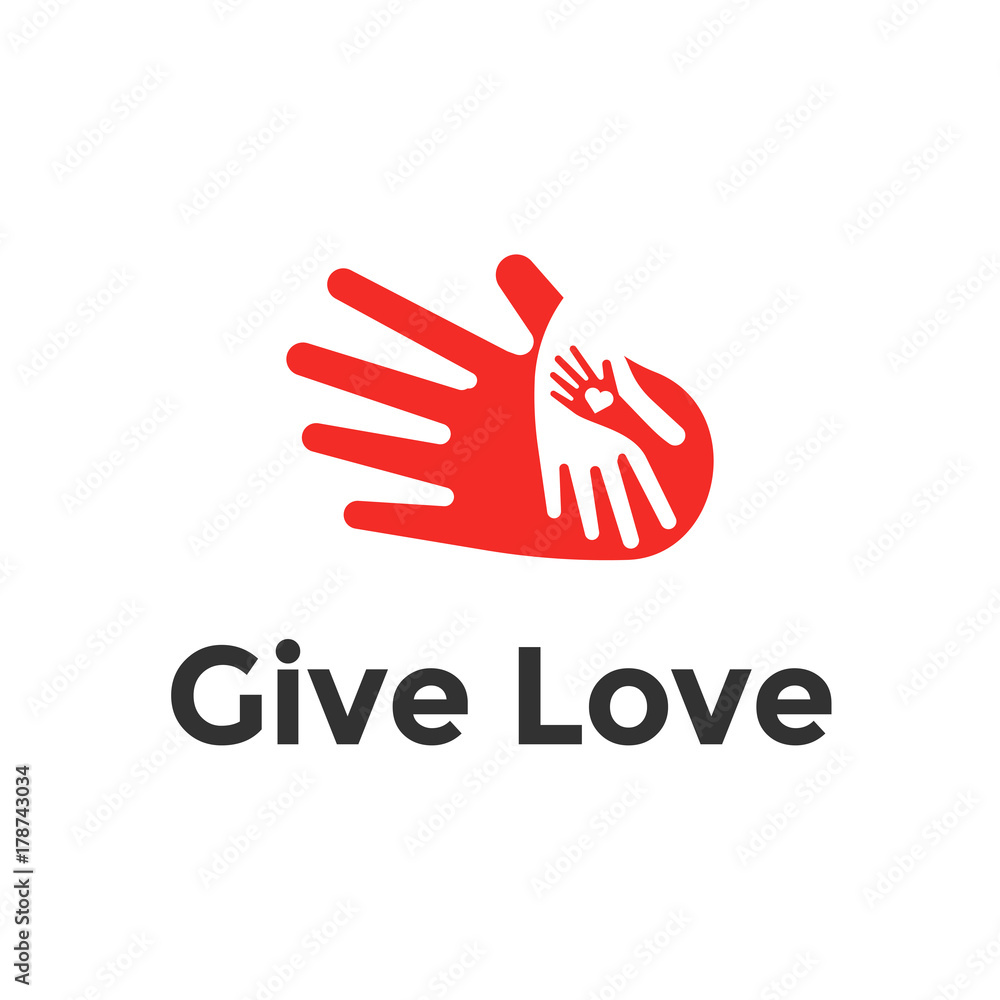 Logo design heart in hands. Abstract vector icon illustration Logo design heart in hands. Abstract vector icon illustration