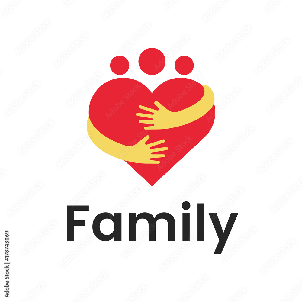 People group family heart hug logo design graphic. Abstract family ...
