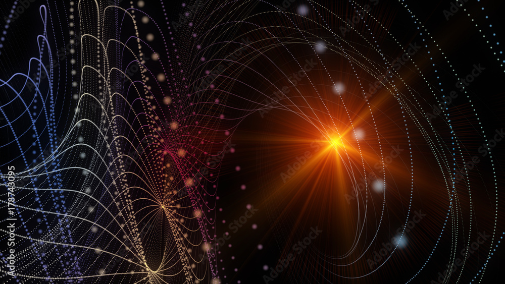 Fototapeta premium Futuristic particle background design illustration with lights