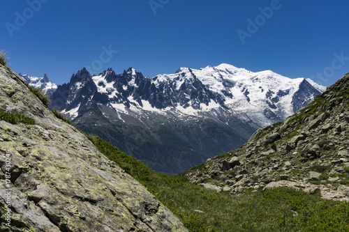 Alps in June. View of the Mont Blanc massif.
