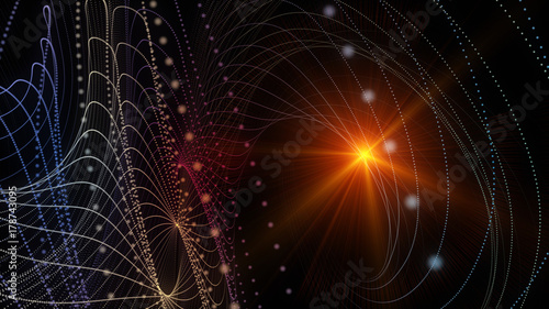 Futuristic particle background design illustration with lights