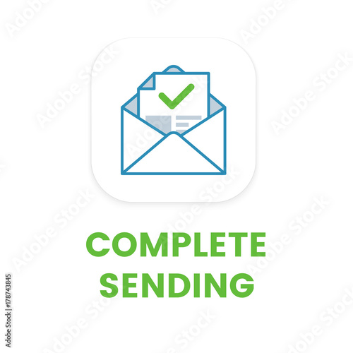 Email complete sending flat icon. Vector email symbol