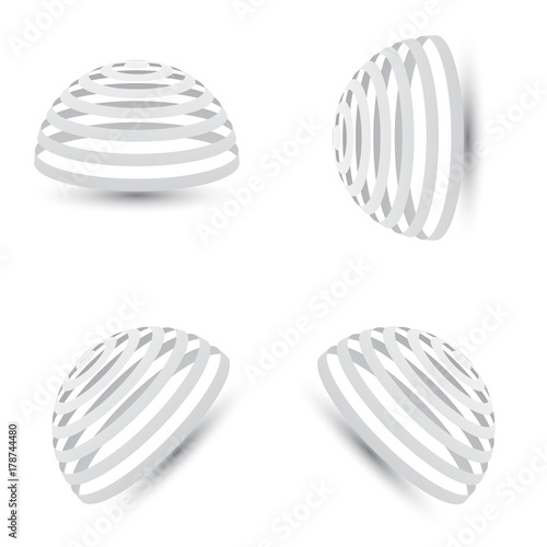 Futuristic half globe or dome building in light colors isolated on white background. Vector illustration of modern architecture.