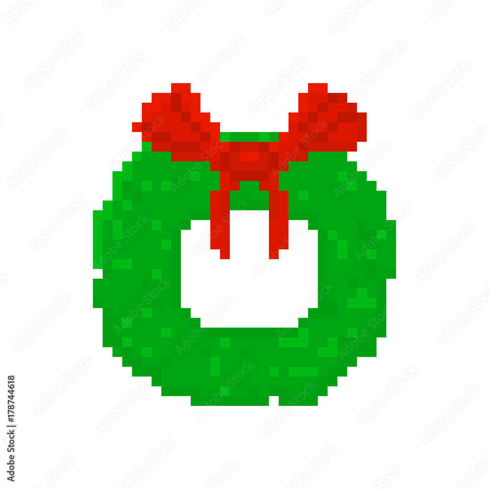 Pixel Christmas wreath for games and applications