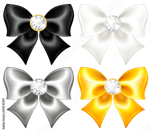 Silk bows black and gold with diamonds