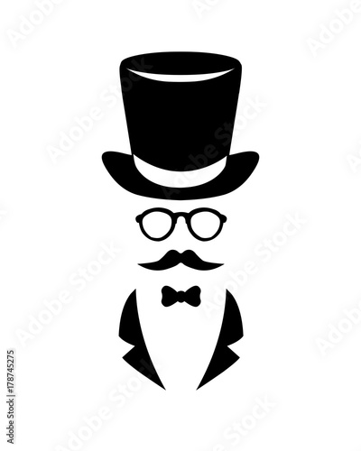 Vector black on white illustration. Gentleman