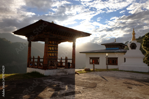 Khamsum Yulley Chorten and Prayer Wheel, Bhutan photo