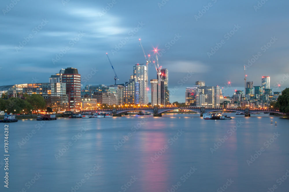 London Cityscape, River Thames at Twilight