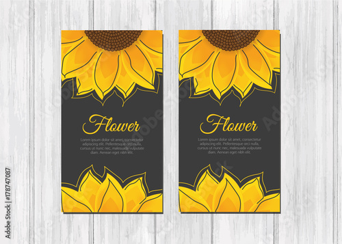 Business cards with bright yellow sunflowers