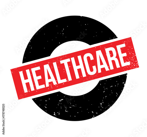 Healthcare rubber stamp. Grunge design with dust scratches. Effects can be easily removed for a clean, crisp look. Color is easily changed.