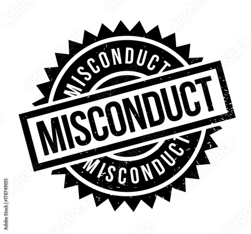 Misconduct rubber stamp. Grunge design with dust scratches. Effects can be easily removed for a clean, crisp look. Color is easily changed.