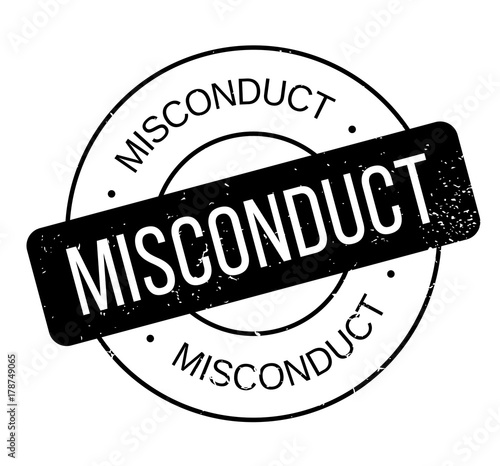 Misconduct rubber stamp. Grunge design with dust scratches. Effects can be easily removed for a clean, crisp look. Color is easily changed.