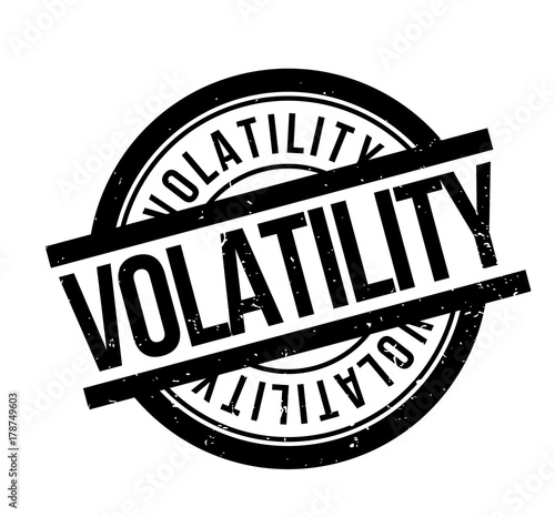 Volatility rubber stamp. Grunge design with dust scratches. Effects can be easily removed for a clean, crisp look. Color is easily changed.