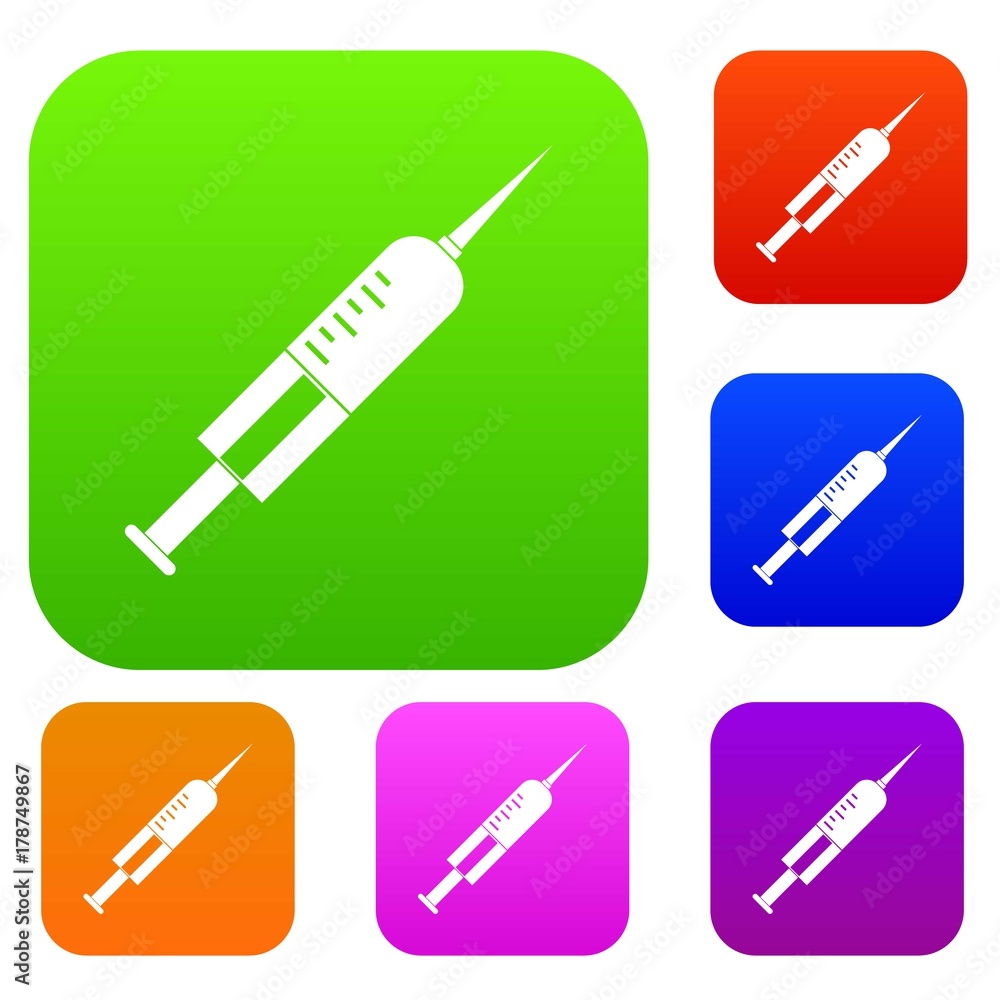 Syringe with needle set color collection Syringe with needle set color collection